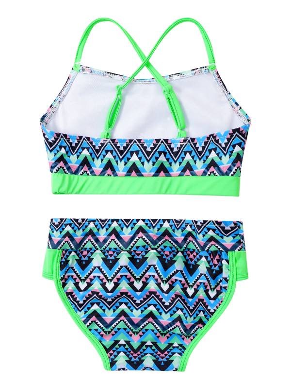 Kids Girls 2pcs Geometric Pattern Swimming Bikini Set thumb