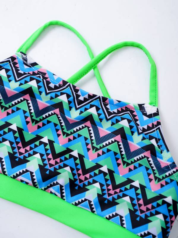 Kids Girls 2pcs Geometric Pattern Swimming Bikini Set thumb
