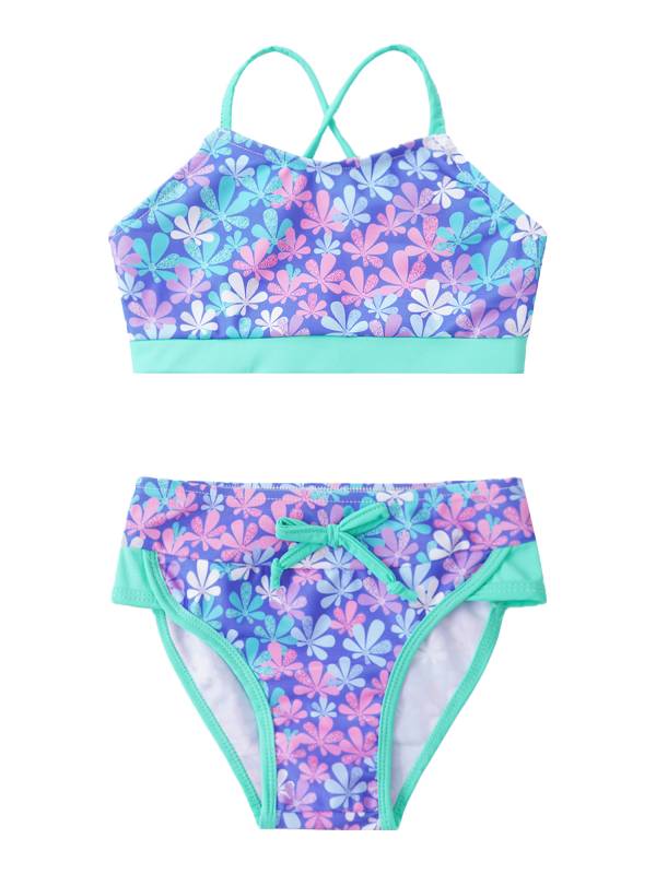 Kids Girls 2pcs Geometric Pattern Swimming Bikini Set thumb