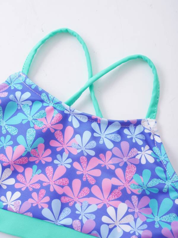 Kids Girls 2pcs Geometric Pattern Swimming Bikini Set thumb