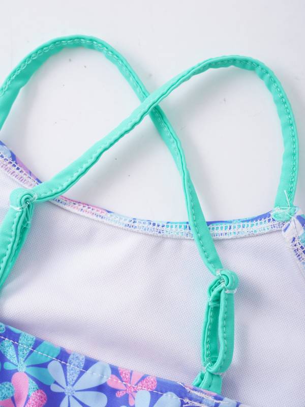 Kids Girls 2pcs Geometric Pattern Swimming Bikini Set thumb