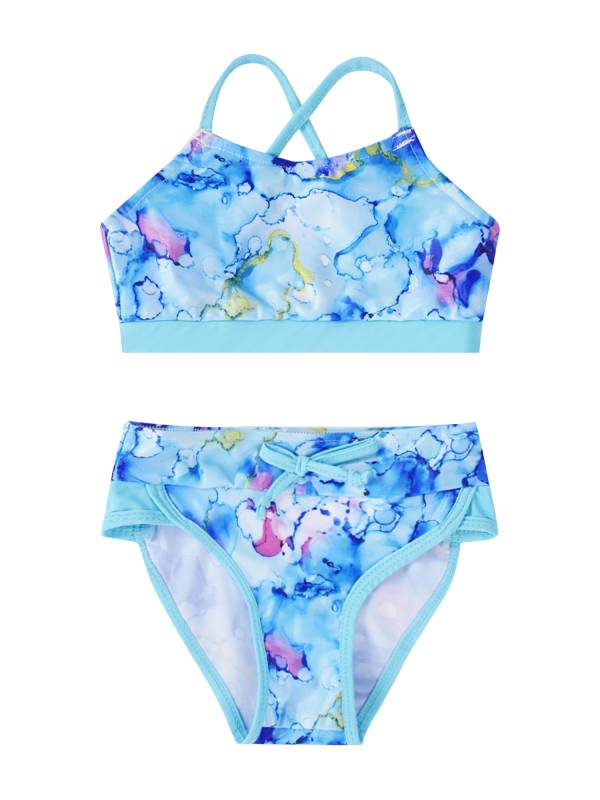 Kids Girls 2pcs Geometric Pattern Swimming Bikini Set thumb