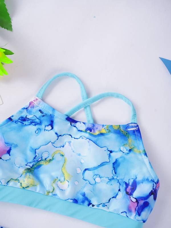 Kids Girls 2pcs Geometric Pattern Swimming Bikini Set thumb