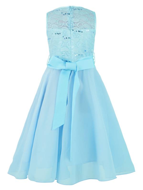 Girls Sequined Lace Chiffon Flower Girls Dresses thumb
