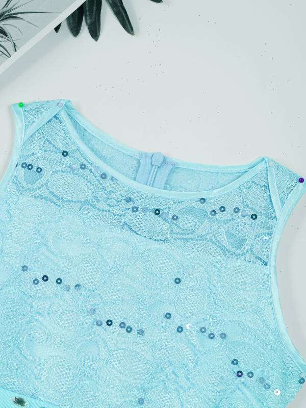 Girls Sequined Lace Chiffon Flower Girls Dresses thumb
