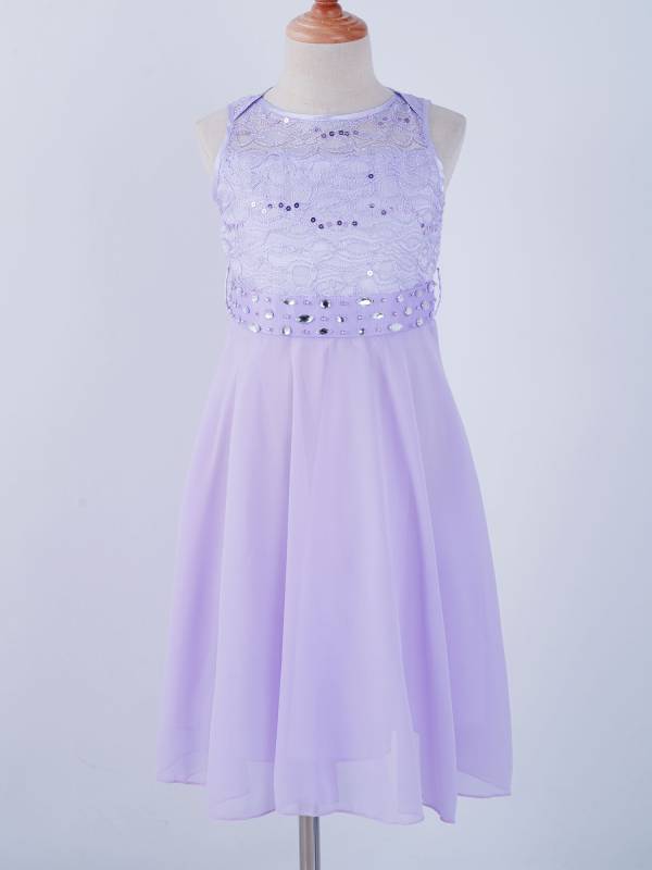 Girls Sequined Lace Chiffon Flower Girls Dresses thumb