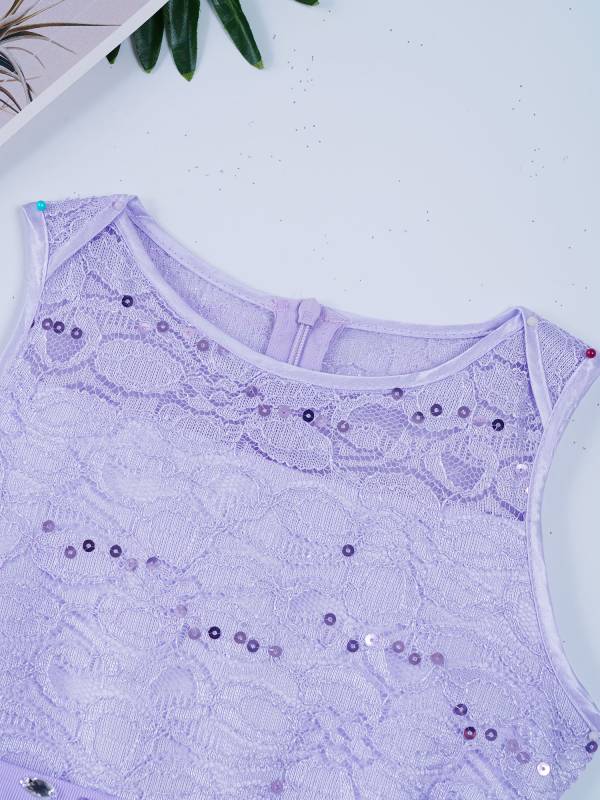Girls Sequined Lace Chiffon Flower Girls Dresses thumb