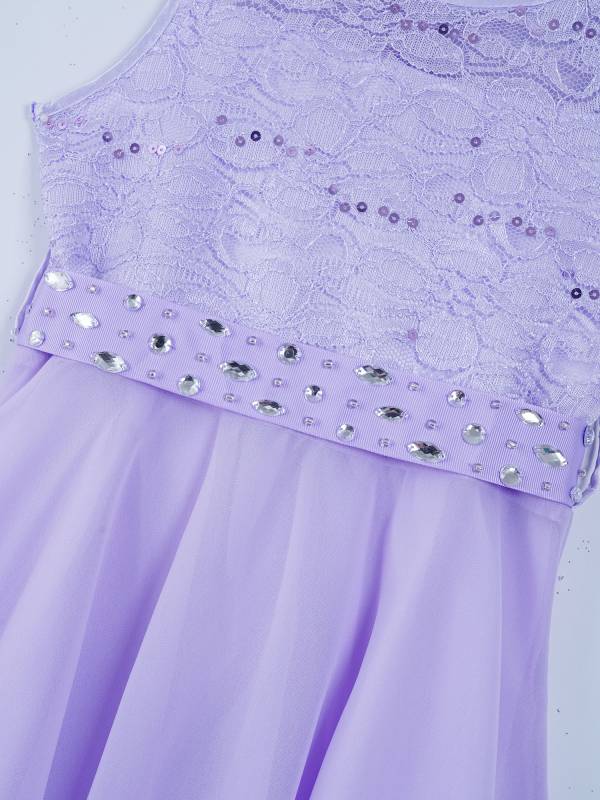 Girls Sequined Lace Chiffon Flower Girls Dresses thumb