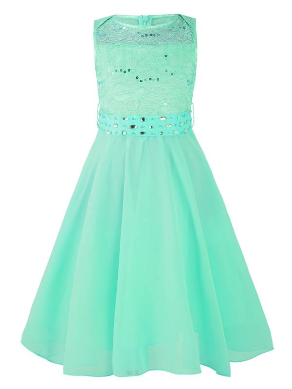 Girls Sequined Lace Chiffon Flower Girls Dresses thumb