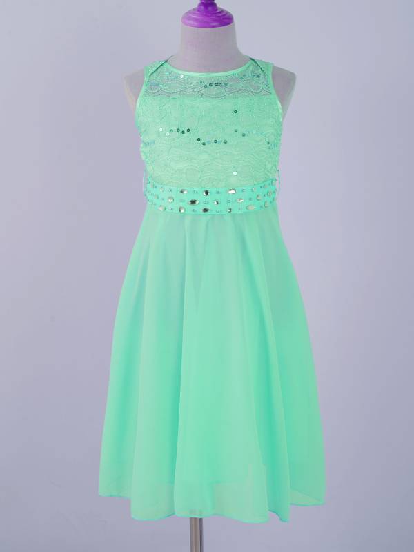 Girls Sequined Lace Chiffon Flower Girls Dresses thumb