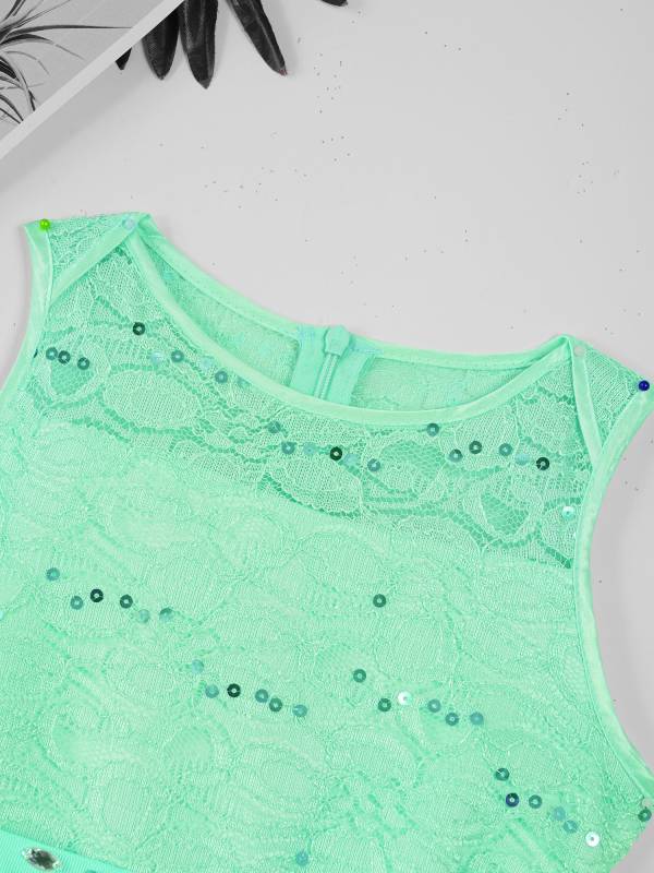 Girls Sequined Lace Chiffon Flower Girls Dresses thumb