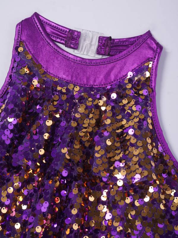 Kids Girls Backless Sequins Ballet Dance Unitard Jazz Costumes thumb