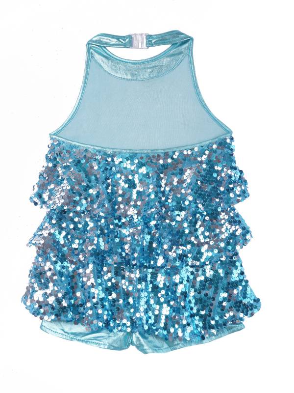 Kids Girls Backless Sequins Ballet Dance Unitard Jazz Costumes thumb