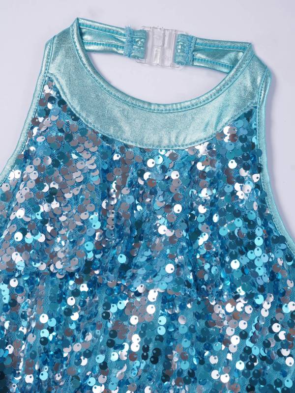 Kids Girls Backless Sequins Ballet Dance Unitard Jazz Costumes thumb