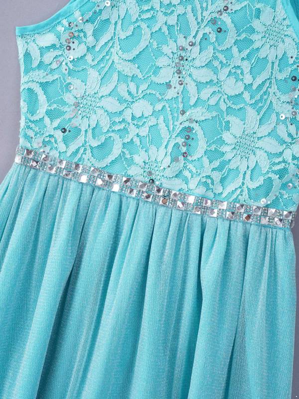 Kids Girls Sequined Floral Lace Tank Dress thumb