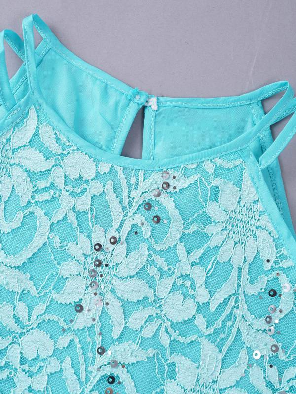 Kids Girls Sequined Floral Lace Tank Dress thumb
