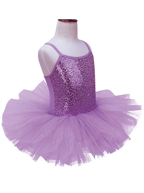 Kids Girls Sequined Ballet Dance Leotard Tutu Dress thumb