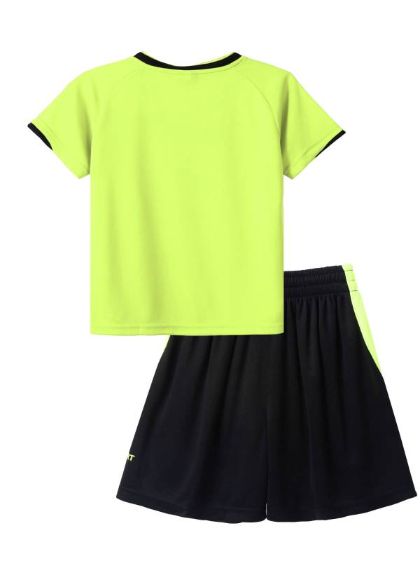 Kids Boys 2pcs Short Sleeve Net Sport Print Top and Shorts Set thumb