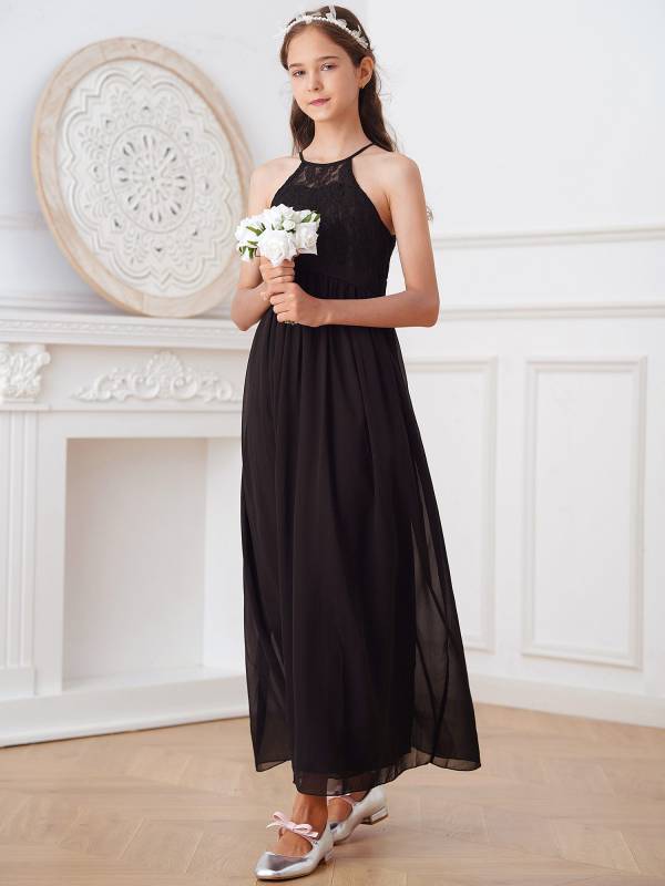 Toddler/Kids Girls Lace Chiffon Junior Bridesmaid Dress thumb