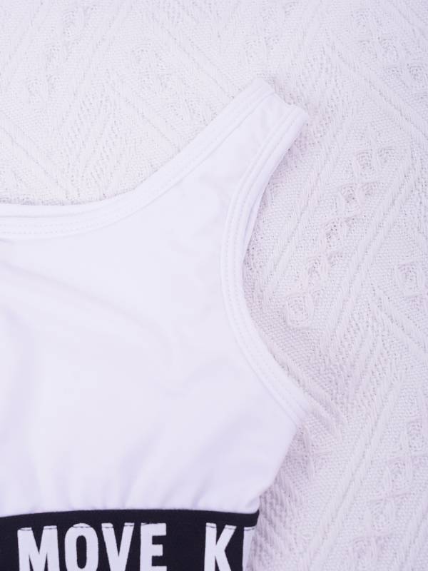 Kids Girls Letter Print Hollow Out One-piece Swimsuit thumb