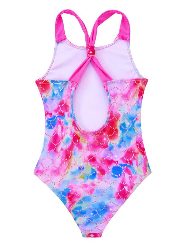Kids Girls Sleeveless Unicorn Pattern One-Piece Swimsuit thumb