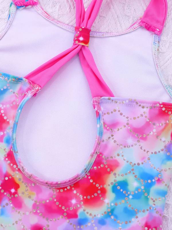 Kids Girls Sleeveless Unicorn Pattern One-Piece Swimsuit thumb