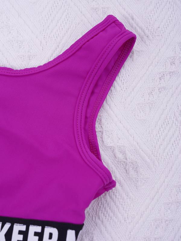 Kids Girls Letter Print Hollow Out One-piece Swimsuit thumb