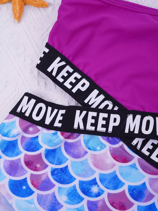Kids Girls Letter Print Hollow Out One-piece Swimsuit thumb