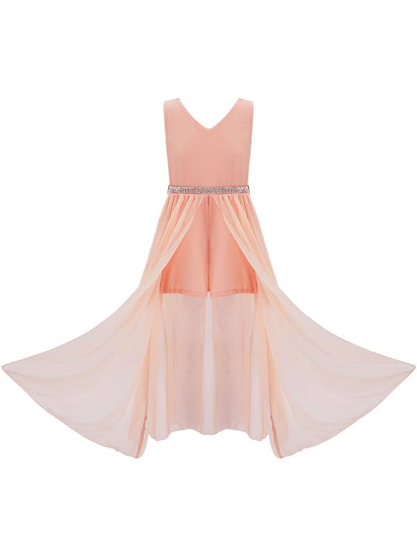 Kids Girls Sleeveless V Neck Short Jumpsuit Romper Maxi Party Dress thumb