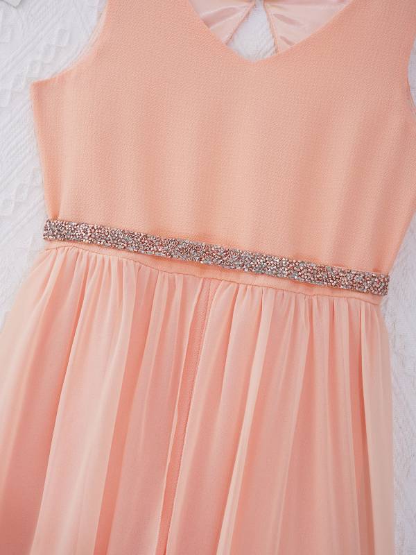 Kids Girls Sleeveless V Neck Short Jumpsuit Romper Maxi Party Dress thumb