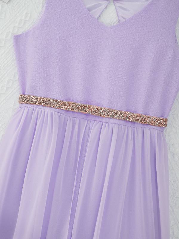 Kids Girls Sleeveless V Neck Short Jumpsuit Romper Maxi Party Dress thumb