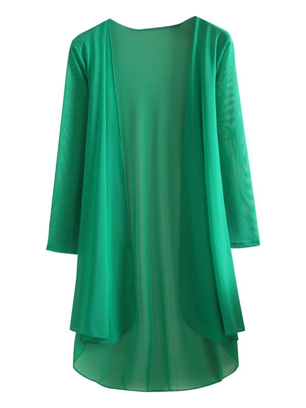 Women 3/4 Sleeve Chiffon Plus Size Cardigan High-Low Long Shrug thumb