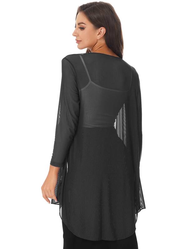 Women 3/4 Sleeve Chiffon Plus Size Cardigan High-Low Long Shrug thumb