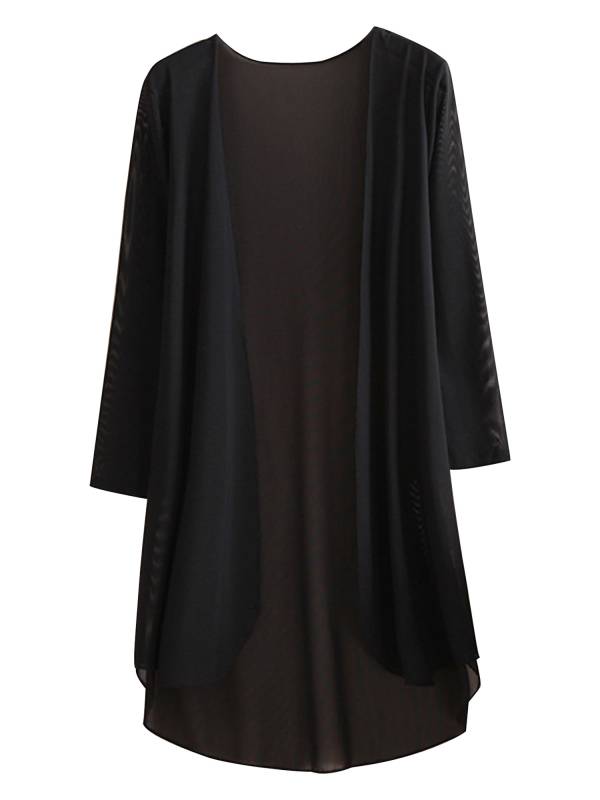 Women 3/4 Sleeve Chiffon Plus Size Cardigan High-Low Long Shrug thumb