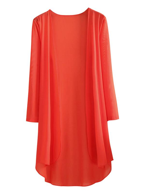 Women 3/4 Sleeve Chiffon Plus Size Cardigan High-Low Long Shrug thumb