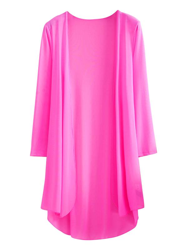 Women 3/4 Sleeve Chiffon Plus Size Cardigan High-Low Long Shrug thumb