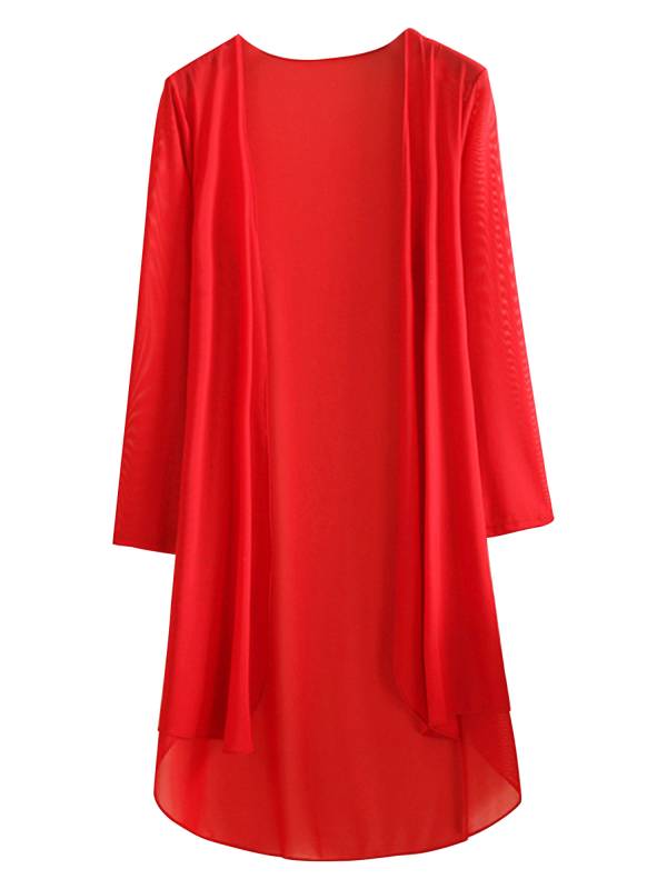 Women 3/4 Sleeve Chiffon Plus Size Cardigan High-Low Long Shrug thumb