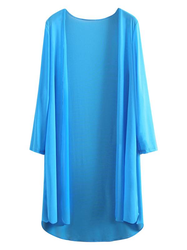 Women 3/4 Sleeve Chiffon Plus Size Cardigan High-Low Long Shrug thumb