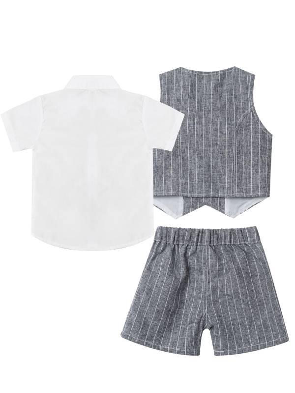 Toddler/Kids Boys 3Pcs Gentleman Cotton Short Sleeve Outfit Suits thumb