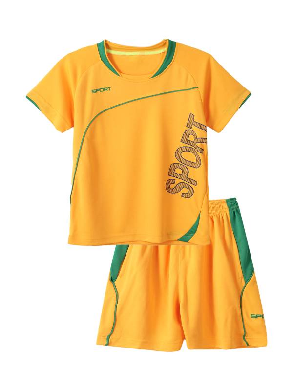 Kids Boys 2pcs Short Sleeve Net Sport Print Top and Shorts Set thumb