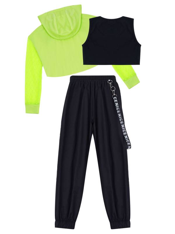 Kids Girls 3Pcs Long Sleeves Hoodie Vest and Pants Sports Set thumb