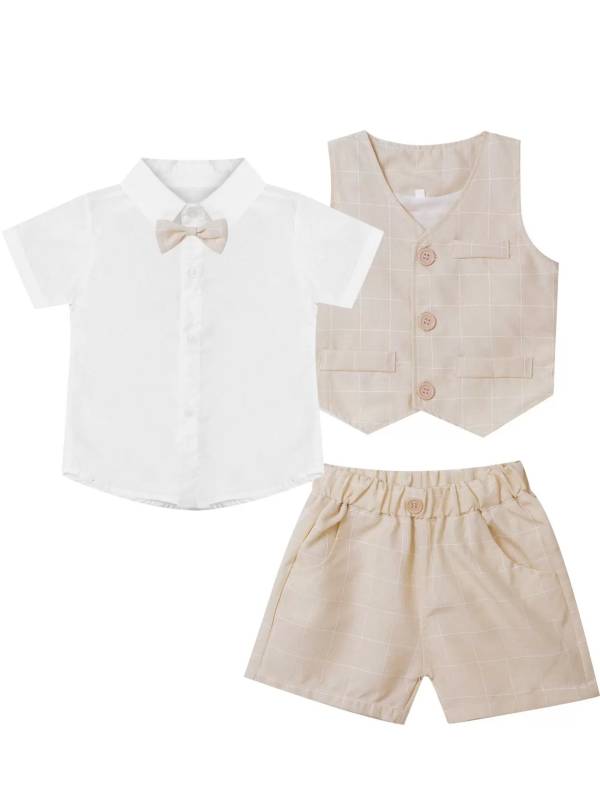 Toddler/Kids Boys 3Pcs Gentleman Cotton Short Sleeve Outfit Suits thumb