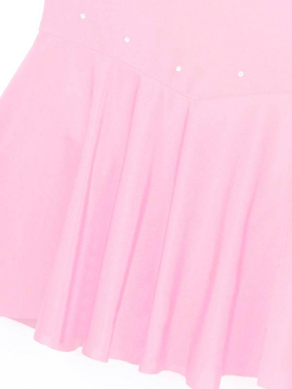 Kids Girls Sleeveless Sparkly Rhinestone Tulle Skating Leotard Dress thumb