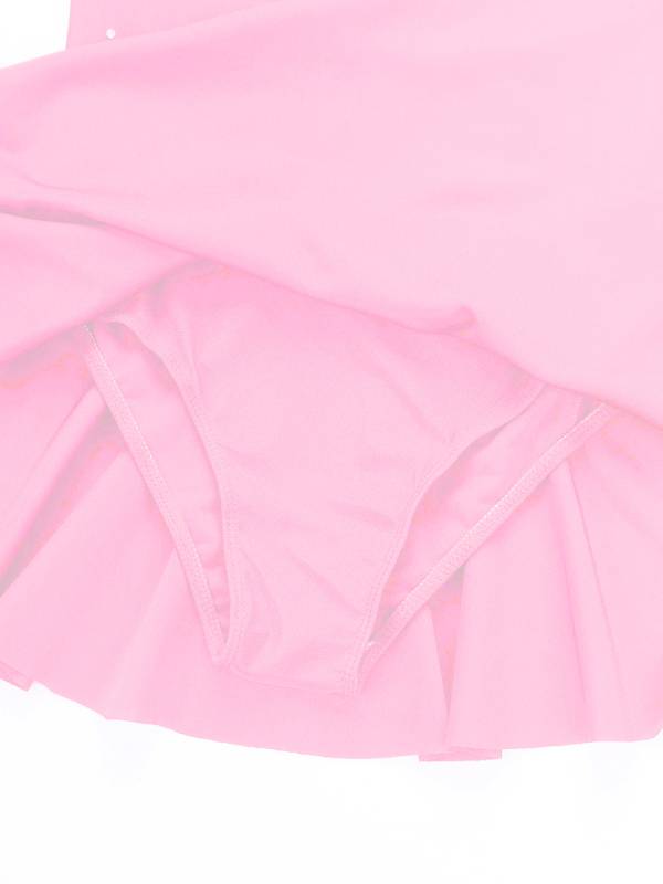 Kids Girls Sleeveless Sparkly Rhinestone Tulle Skating Leotard Dress thumb