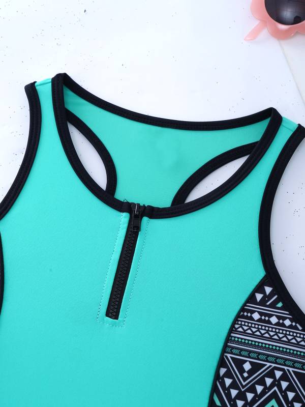 Kids Girls 3pcs Sleeveless Tops with Shorts and Briefs Swimming Set thumb
