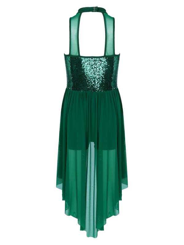 Women Sleeveless Sequin Mesh Contemporary Dance Jumpsuit Dress thumb