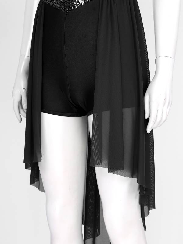 Women Sleeveless Sequin Mesh Contemporary Dance Jumpsuit Dress thumb