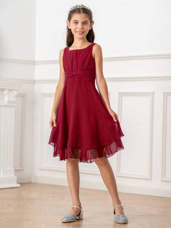 Toddler/Kids Girls Chiffon Knotted Waist Party Dress thumb