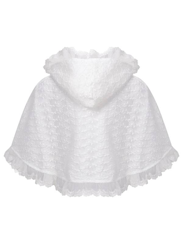 Baby Girls Floral Embroidery Ruffle Bolero Hooded Cloak thumb