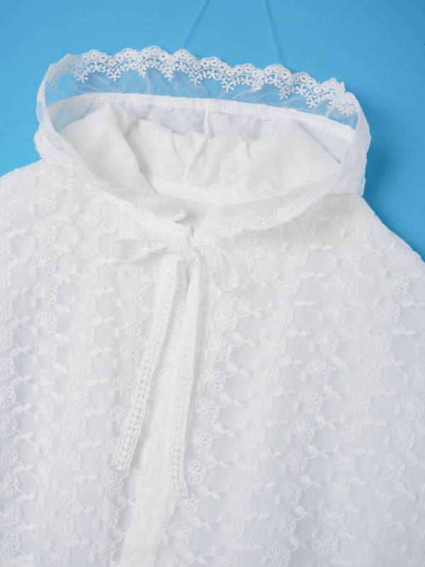 Baby Girls Floral Embroidery Ruffle Bolero Hooded Cloak thumb